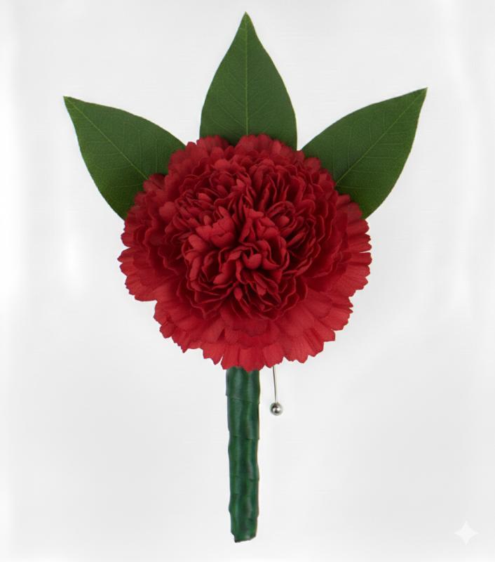 An image of Boutonniere Carnation Red Deluxe