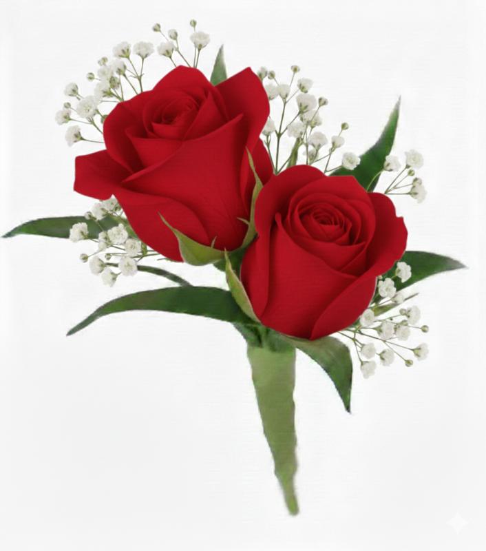 An image of Boutonniere Spray Rose Red Standard