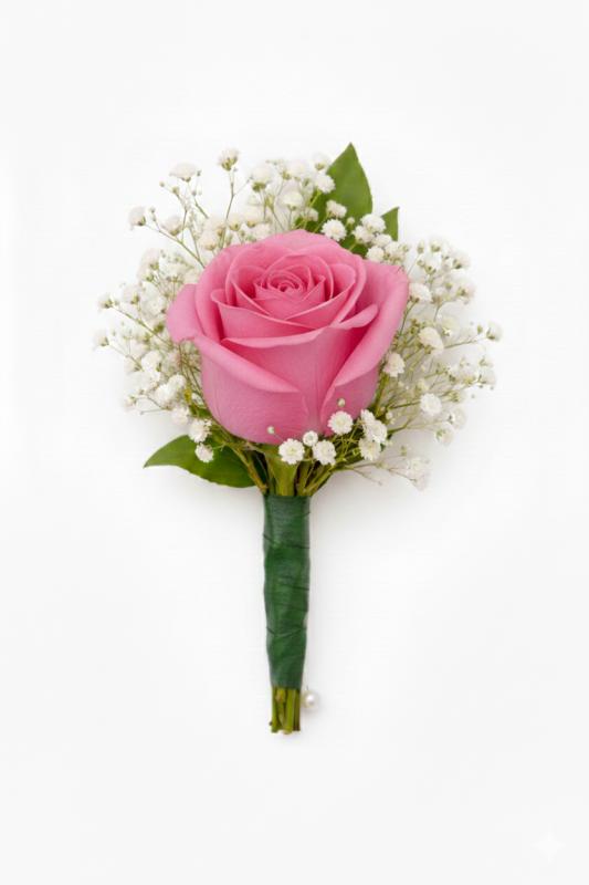 An image of Boutonniere Rose Pink Standard