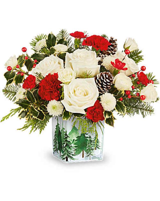 An image of Teleflora's Evergreen Glow Bouquet Standard