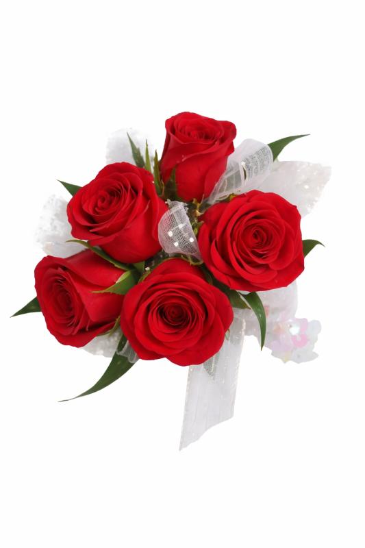 An image of Red Spray Rose Corsage Black Bracelet