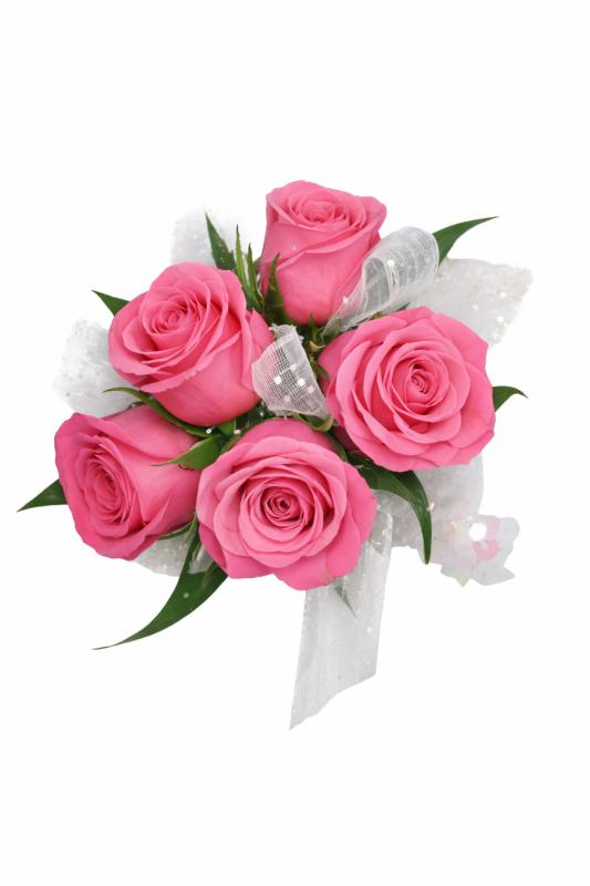 An image of Pink Spray Rose Corsage Black Bracelet