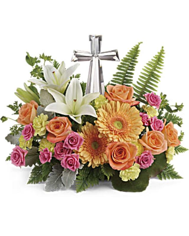 An image of Teleflora's Precious Petals Crystal/Cross Deluxe