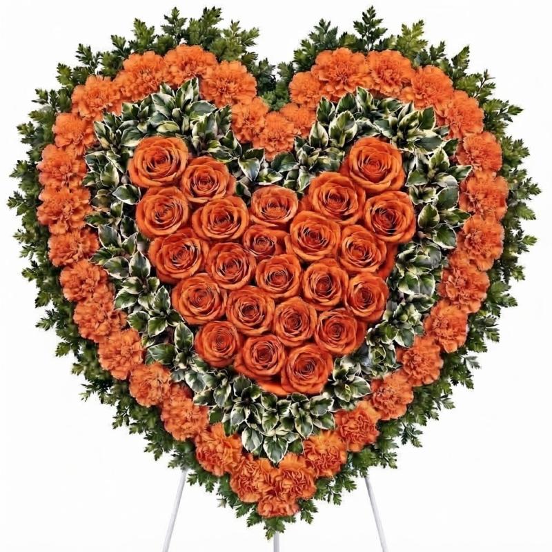 An image of Teleflora's Majestic Heart Standing Heart Easel Lavender Standard