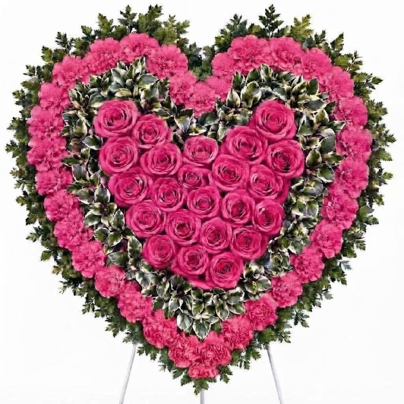 An image of Teleflora's Majestic Heart Standing Heart Easel Lavender Standard
