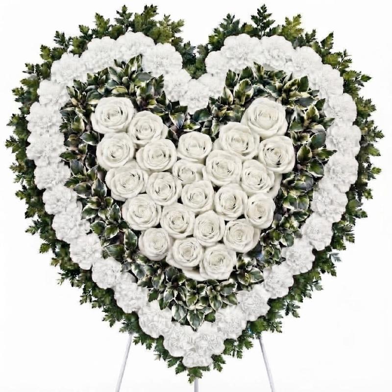 An image of Teleflora's Majestic Heart Standing Heart Easel Lavender Standard