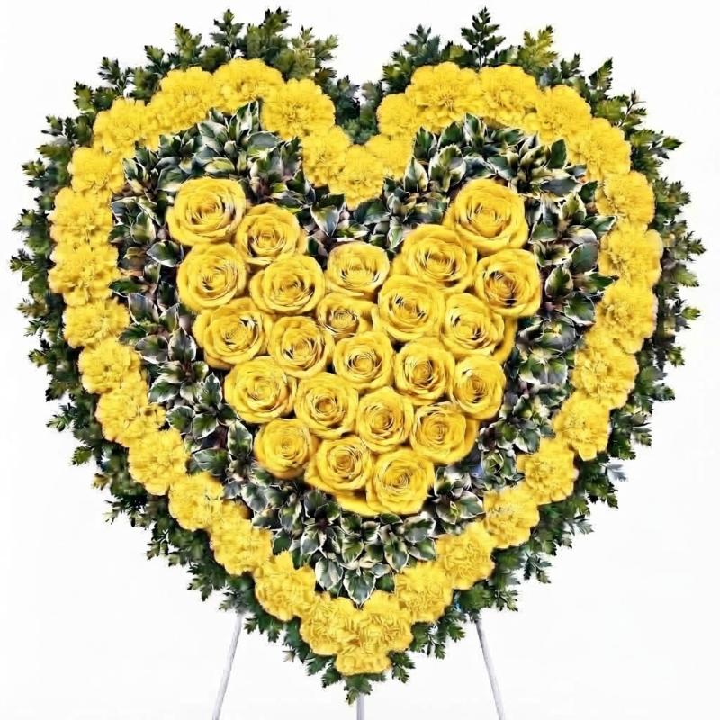 An image of Teleflora's Majestic Heart Standing Heart Easel Lavender Standard