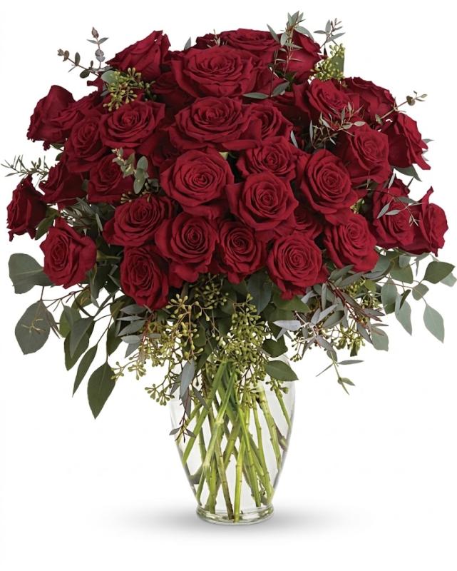 An image of Teleflora's Forever Beloved Arrangement Lavender Standard