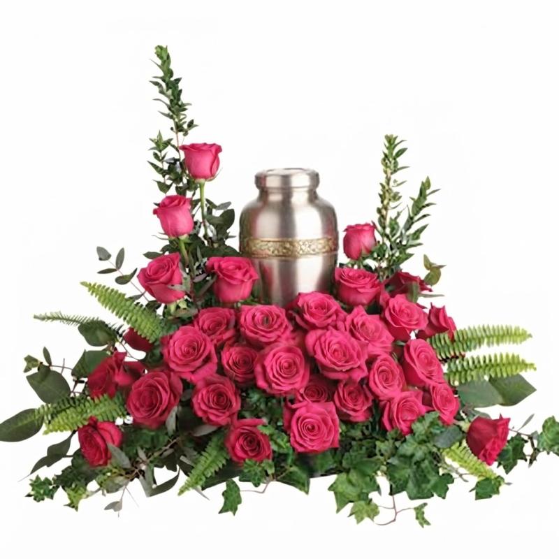 An image of Teleflora's Forever in Our Hearts Cremation Tribute Lavender Standard