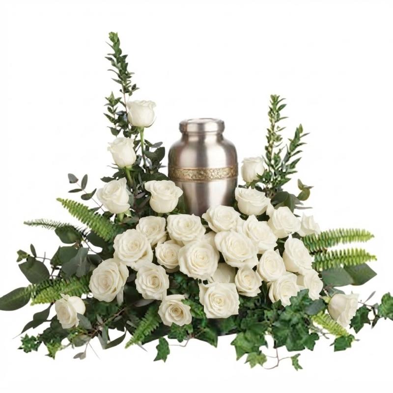 An image of Teleflora's Forever in Our Hearts Cremation Tribute Lavender Standard