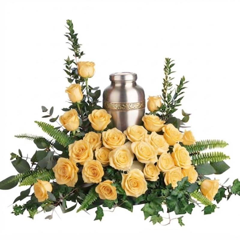 An image of Teleflora's Forever in Our Hearts Cremation Tribute Lavender Standard