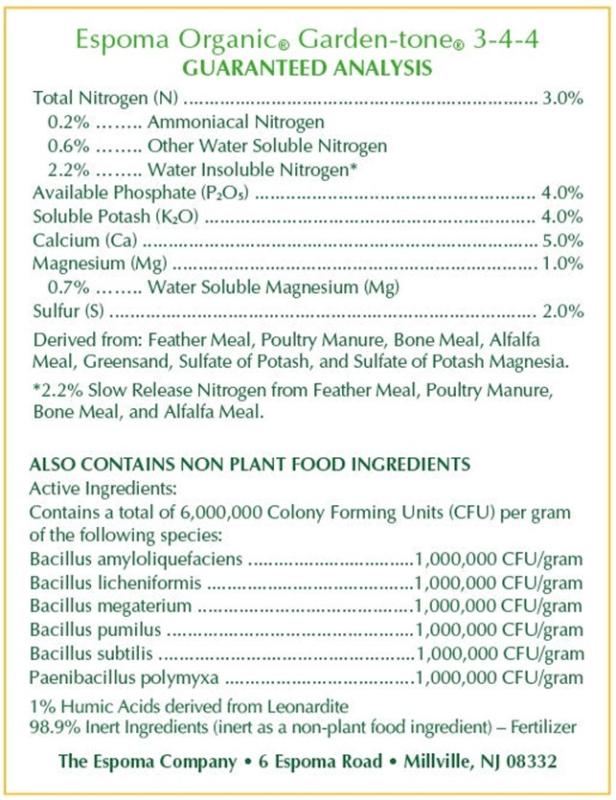 An image of Garden-tone® Herb & Vegetable Food Espoma 4 lb