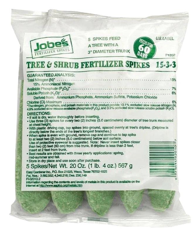 An image of Tree & Shrub Fertilizer Spikes 15-3-3 Jobe's 5 ct