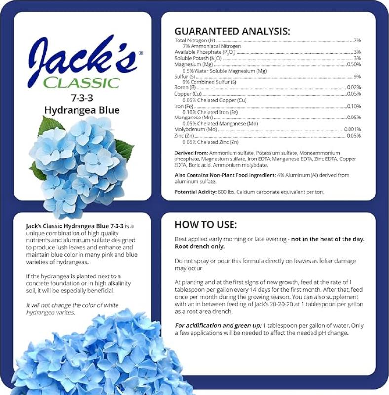 An image of Hydrangea Blue 7-3-3 Jack's Classic 1.5 lb