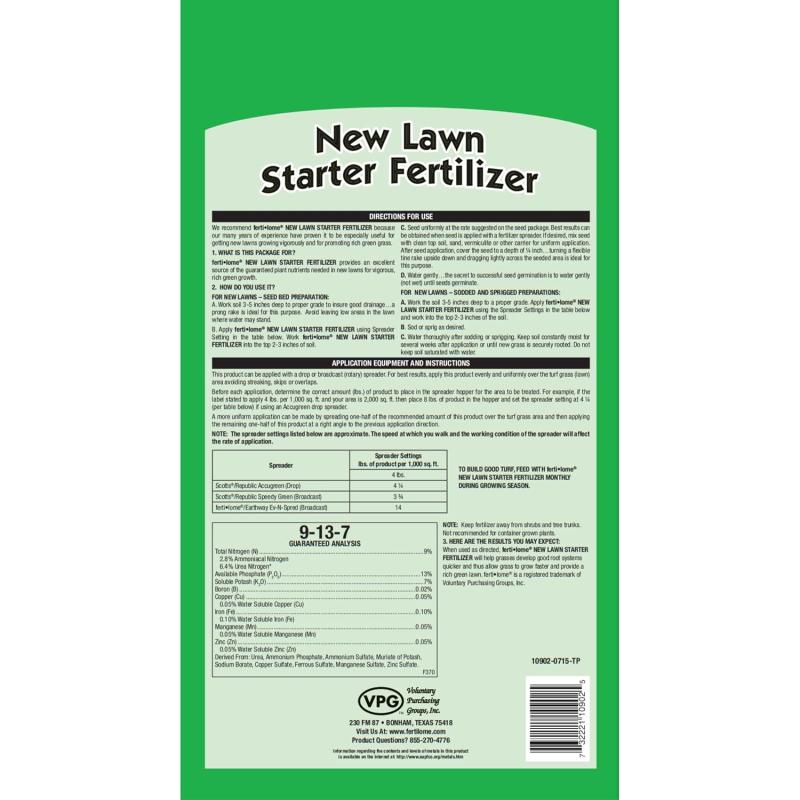 An image of New Lawn Starter Fertilizer 9-13-7 Fertilome 10 lb